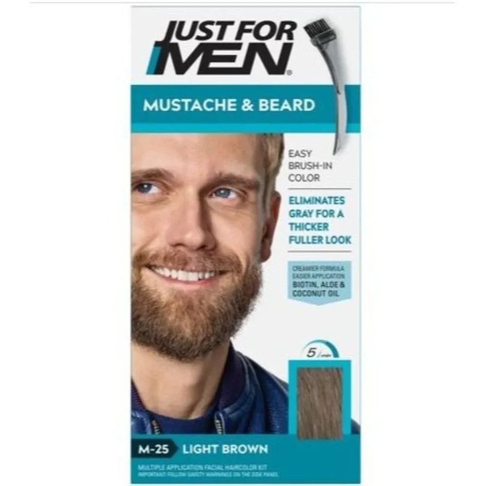 Just For Men Mustache & Beard Brush-In Color Gel M-25 Light Brown 3Pk
